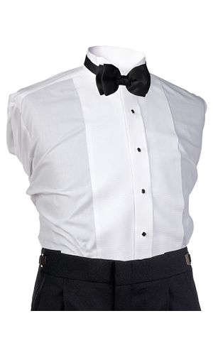 Style 3105: White Pique Wing Collar Shirt