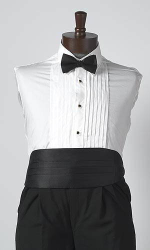 Style 3230: White Microfiber Pleated Laydown Shirt