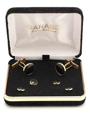 Style 6001: Black on Gold Studs and Cufflinks