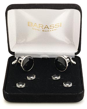 Style 6503: Black and Silver Premium Studs and Cufflinks