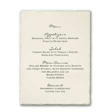Ecru Pearl Deckle Menu Card - Vertical
