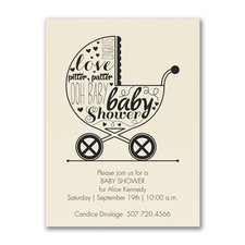 Baby Buggy Shower - Baby Shower Invitation - Ecru
