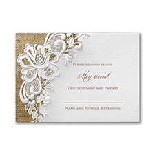 Rustic Battenburg Lace Response Card and Envelope