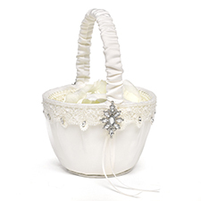 Sparkling Elegance Flower Basket - Ivory